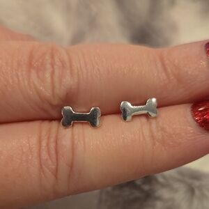Sterling Silver Bone-Shaped Dog Earrings Brand New In Box